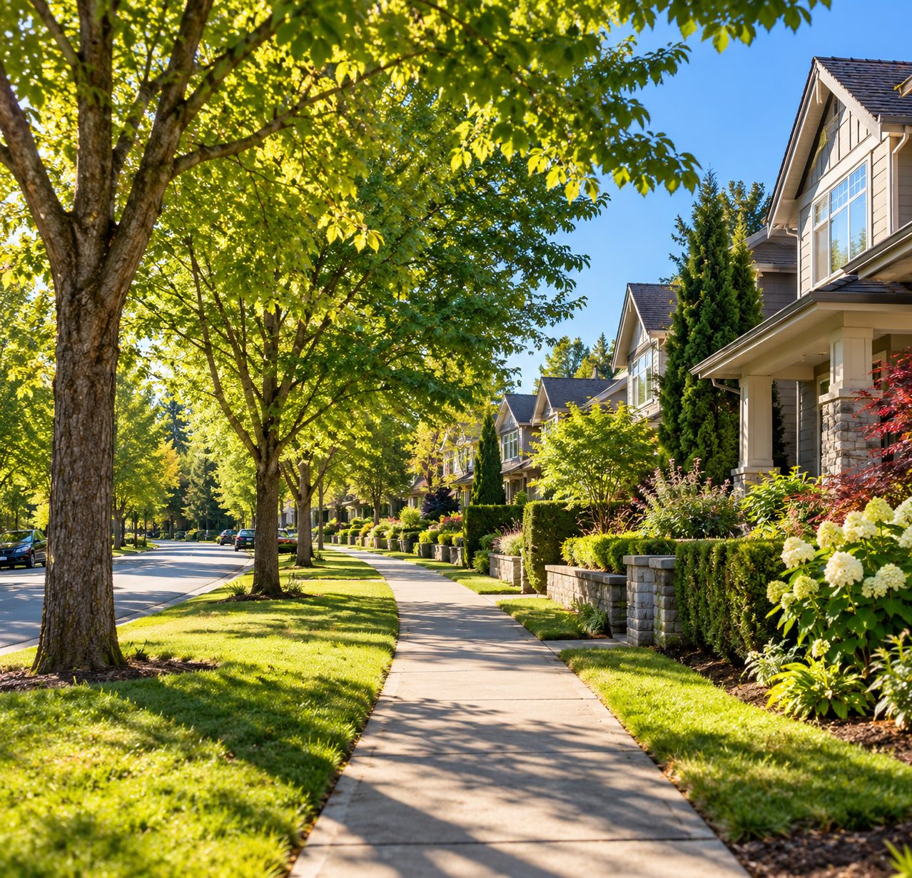 Tree-lined residential neighbourhood in Walnut Grove, Langley